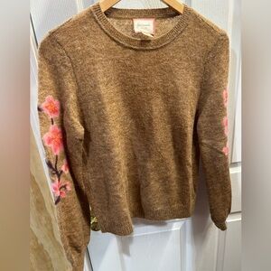 Saccharine Brown and floral cashmere sweater